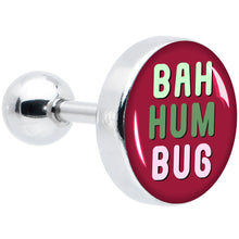 Load image into Gallery viewer, 16G 1/4 Bah Humbug Holiday Grouch Tragus Cartilage Earring by Onyx O