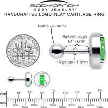 Load image into Gallery viewer, 16G 1/4 Battery Full Cartilage Tragus Earring by Onyx O