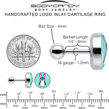 Load image into Gallery viewer, 16G 1/4 Bunny Penguin Cartilage Tragus Earring by Onyx O