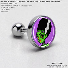 Load image into Gallery viewer, 16G 1/4 Bride of Frankenstein Tragus Cartilage Earring by Onyx O