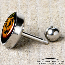 Load image into Gallery viewer, 16G 1/4 Pumpkin Cat Jack-O-Lantern Tragus Cartilage Earring by Onyx O