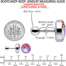 Load image into Gallery viewer, 16G 1/4 Polka Dot Mushroom Hat Cat Cartilage Tragus Earring by Onyx O