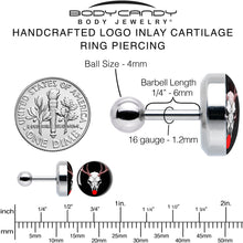 Load image into Gallery viewer, 16G 1/4 Holiday Dead Nosed Reindeer Tragus Cartilage Earring by Onyx O
