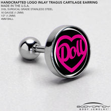 将图片加载到图库查看器,16G 1/4 Hollow Heart Doll Word Tragus Cartilage Earring by Onyx O