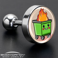 Load image into Gallery viewer, 16G 1/4 Dumpster Fire Tragus Cartilage Earring by Onyx O