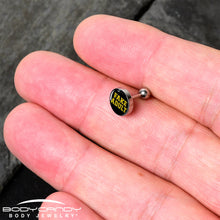 Load image into Gallery viewer, 16G 1/4 Black Yellow Fake Adult Tragus Cartilage Earring by Onyx O