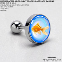Load image into Gallery viewer, 16G 1/4 Gold Fish Cartilage Tragus Earring by Onyx O