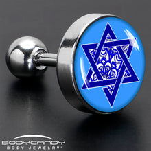 Load image into Gallery viewer, 16G 1/4 Floral Star of David Tragus Cartilage Earring by Onyx O