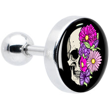 Load image into Gallery viewer, 16G 1/4 Floral Flowers Skull Cartilage Tragus Earring by Onyx O