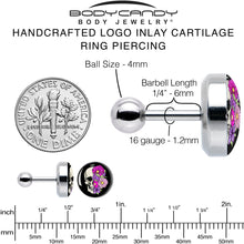 Load image into Gallery viewer, 16G 1/4 Floral Flowers Skull Cartilage Tragus Earring by Onyx O