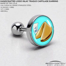 Load image into Gallery viewer, 16G 1/4 Fortune Cookie Cartilage Tragus Earring by Onyx O