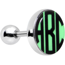 Load image into Gallery viewer, 16G 1/4 Custom Glow in the Dark Initial Tragus Cartilage Earring