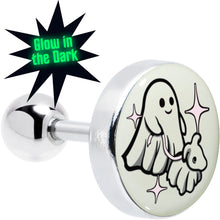 Load image into Gallery viewer, 16G 1/4 Glow in the Dark Halloween Ghost Dog Walker Tragus Cartilage Earring by Onyx O