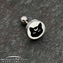 Load image into Gallery viewer, 16G 1/4 Glow in the Dark Mystic Kitty Cat Tragus Cartilage Earring by Onyx O