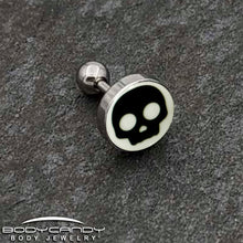 Load image into Gallery viewer, 16G 1/4 Glow in the Dark Simple Skull Tragus Cartilage Earring by Onyx O