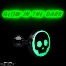 Load image into Gallery viewer, 16G 1/4 Glow in the Dark Simple Skull Tragus Cartilage Earring by Onyx O