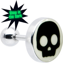 Load image into Gallery viewer, 16G 1/4 Glow in the Dark Simple Skull Tragus Cartilage Earring by Onyx O