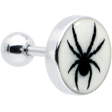 Load image into Gallery viewer, 16G Glow in the Dark Black Widow Spider Tragus Cartilage Earring by Onyx O