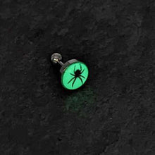 Load image into Gallery viewer, 16G Glow in the Dark Black Widow Spider Tragus Cartilage Earring by Onyx O