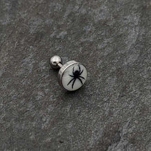 Load image into Gallery viewer, 16G Glow in the Dark Black Widow Spider Tragus Cartilage Earring by Onyx O
