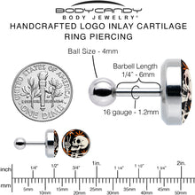 Load image into Gallery viewer, 16G 1/4 Peace Sign Skeleton Tragus Cartilage Earring by Onyx O
