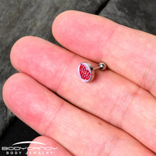 Load image into Gallery viewer, 16G 1/4 Retro Text Hate You Tragus Cartilage Earring by Onyx O