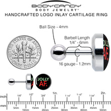 Load image into Gallery viewer, 16G 1/4 Jolly AF Festive Holiday Tragus Cartilage Earring by Onyx O