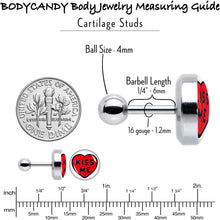 Load image into Gallery viewer, 16G 1/4 Kiss Me Candy Heart Cartilage Tragus Earring by Onyx O