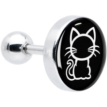 Load image into Gallery viewer, 16G 1/4 Black and White Kitty Cat Cartilage Tragus Earring by Onyx O