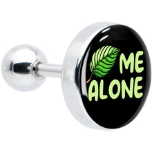 Load image into Gallery viewer, 16G 1/4 Black Green Leaf Me Alone Tragus Cartilage Earring by Onyx O
