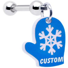 将图片加载到图库查看器,Custom Holiday Mitten Personalized Dangle Barbell Cartilage Earring