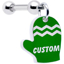 将图片加载到图库查看器,Custom Holiday Mitten Personalized Dangle Barbell Cartilage Earring