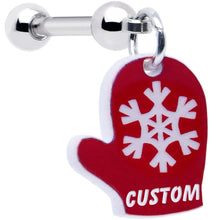 将图片加载到图库查看器,Custom Holiday Mitten Personalized Dangle Barbell Cartilage Earring
