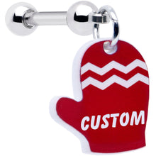 将图片加载到图库查看器,Custom Holiday Mitten Personalized Dangle Barbell Cartilage Earring