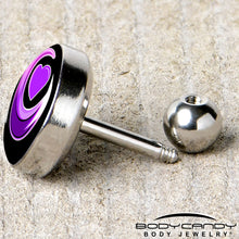 Load image into Gallery viewer, 16G 1/4 Crescent Moon Heart Tragus Cartilage Earring by Onyx O
