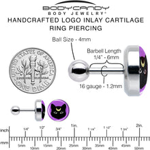 Load image into Gallery viewer, 16G 1/4 Black Mystic Kitty Cat Tragus Cartilage Earring by Onyx O