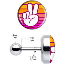 将图片加载到图库查看器,16G 1/4 Retro Stripes Peace Sign Fingers Cartilage Tragus Earring by Onyx O