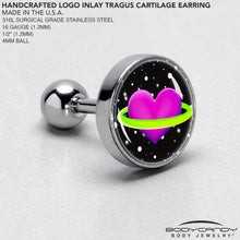 Load image into Gallery viewer, 16G 1/4 Heart Planet Cartilage Tragus Earring by Onyx O