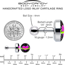 Load image into Gallery viewer, 16G 1/4 Heart Planet Cartilage Tragus Earring by Onyx O