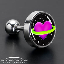 Load image into Gallery viewer, 16G 1/4 Heart Planet Cartilage Tragus Earring by Onyx O
