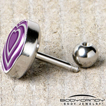 Load image into Gallery viewer, 16G 1/4 Purple Retro Heart Tragus Cartilage Earring by Onyx O