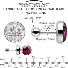Load image into Gallery viewer, 16G 1/4 Palm Tree Retro Sunset Tragus Cartilage Earring by Onyx O