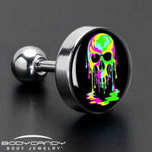 Load image into Gallery viewer, 16G 1/4 Ultra Bright Melting Skull Tragus Cartilage Earring by Onyx O