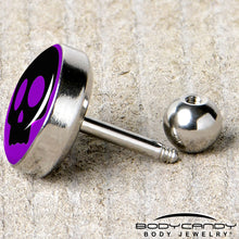 Load image into Gallery viewer, 16G 1/4 Purple Black Simple Skull Tragus Cartilage Earring by Onyx O