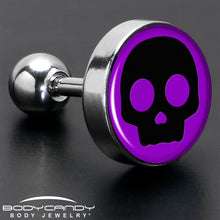 Load image into Gallery viewer, 16G 1/4 Purple Black Simple Skull Tragus Cartilage Earring by Onyx O