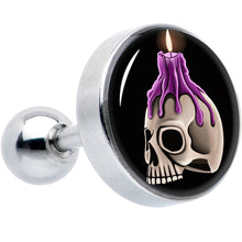 将图片加载到图库查看器,16G 1/4 Burning Skull Candle Cartilage Tragus Earring by Onyx O