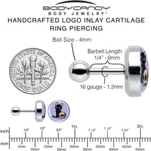 Load image into Gallery viewer, 16G 1/4 Skull Cat Tragus Cartilage Earring by Onyx O