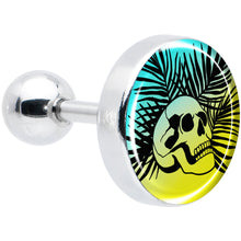 Load image into Gallery viewer, 16G 1/4 Blue Haze Sunset Skull and Palms Tragus Cartilage Earring by Onyx O