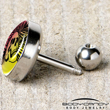 Load image into Gallery viewer, 16G 1/4 Red Haze Sunset Skull and Palms Tragus Cartilage Earring by Onyx O