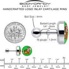 Load image into Gallery viewer, 16G 1/4 Santa Sloth Tragus Cartilage Earring by Onyx O